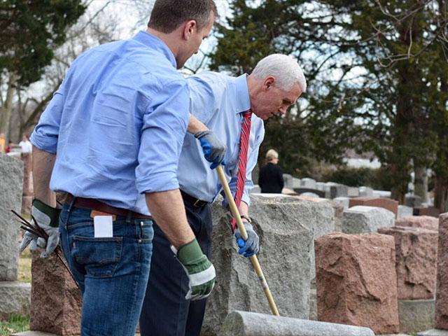 Vice President Mike Pence at Chesed Shel Emet cemetery, Courtesy Facebook