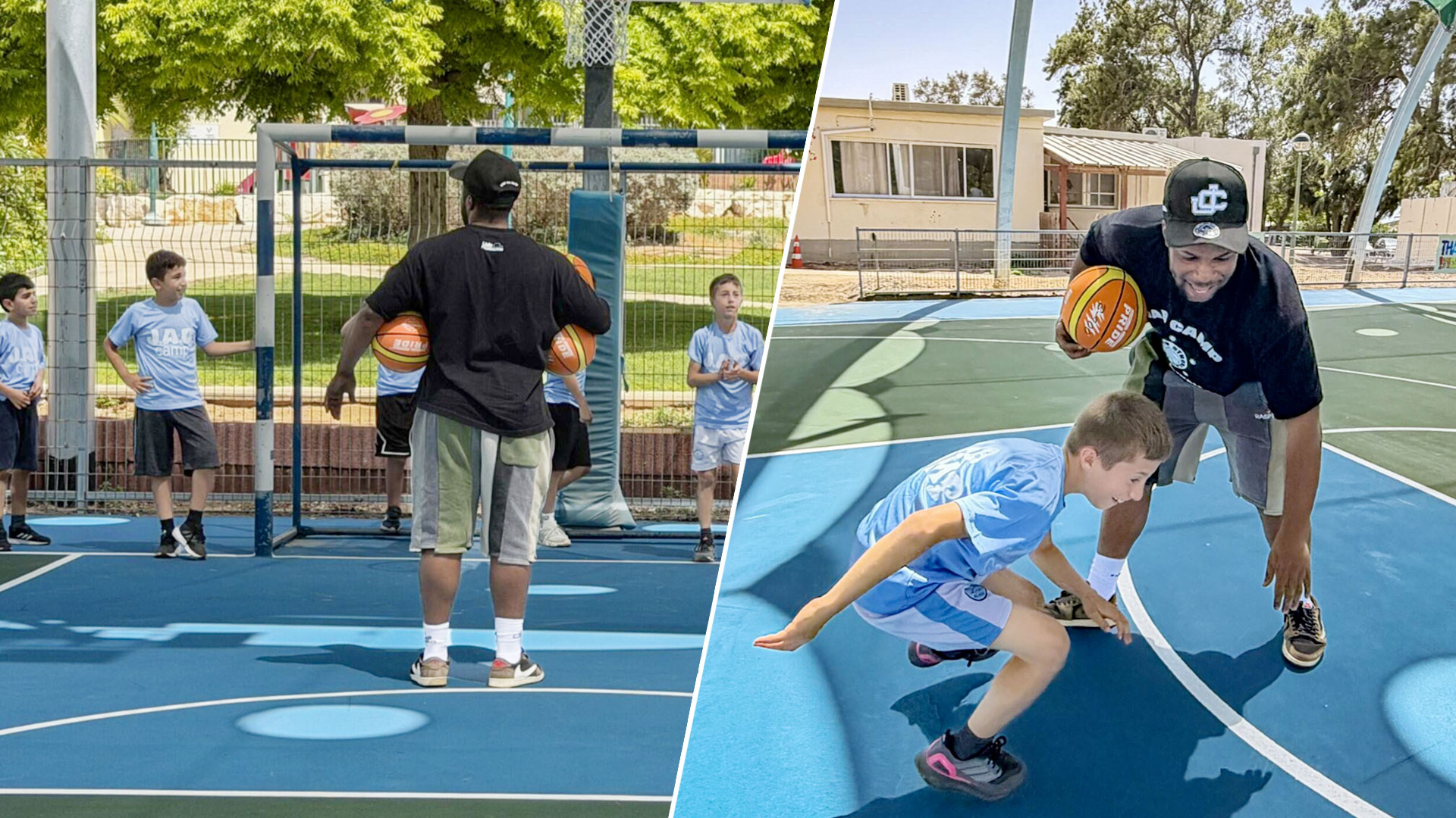 Professional basketball player Jared Armstrong teaching kids at his JAB Camp in Kibbutz Zikim. Photo Credit: CBN News.