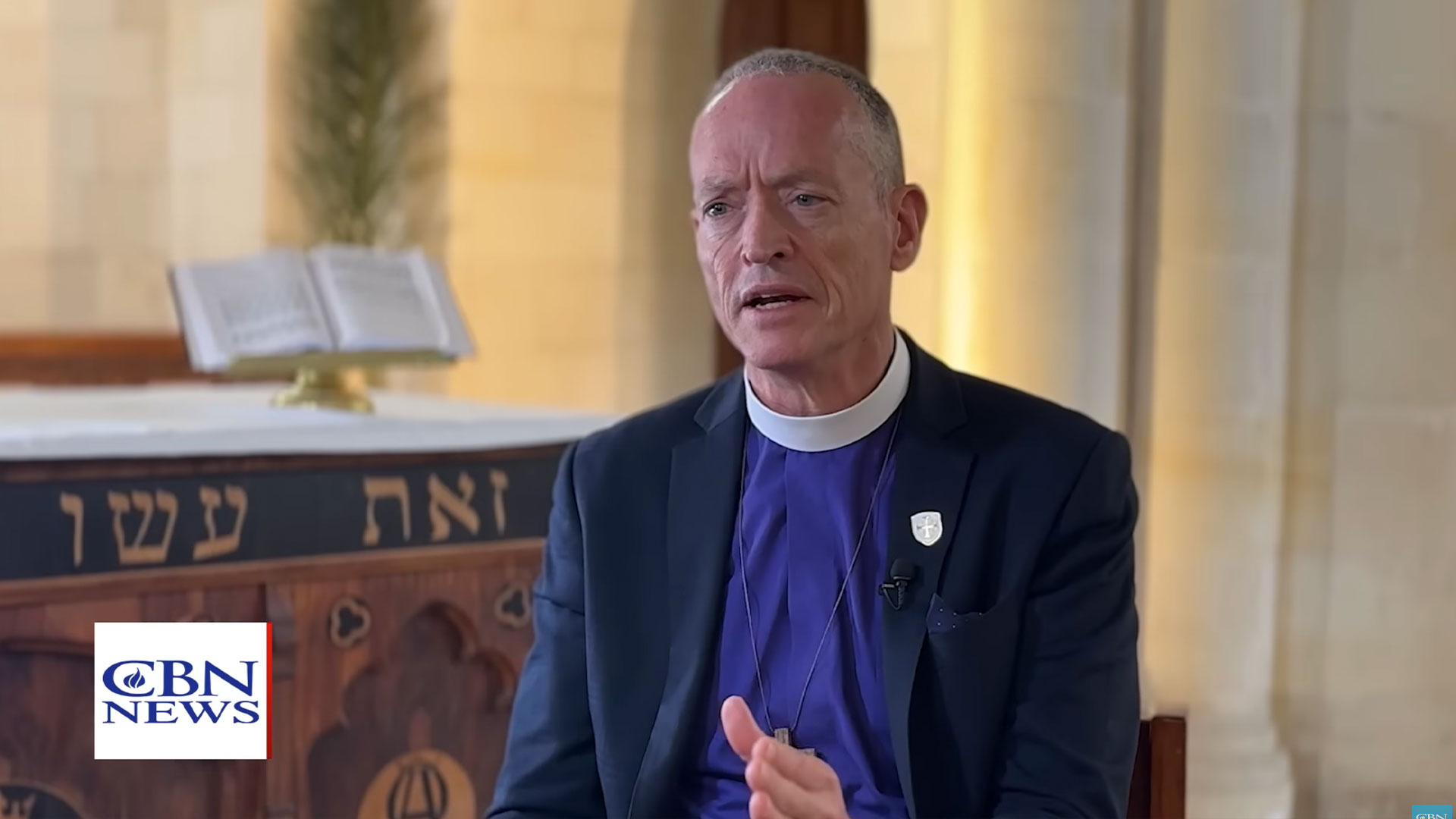 Anglican bishop Julian Dobbs shares with CBN News insights on antisemitism in the church. Photo Credit: CBN News.