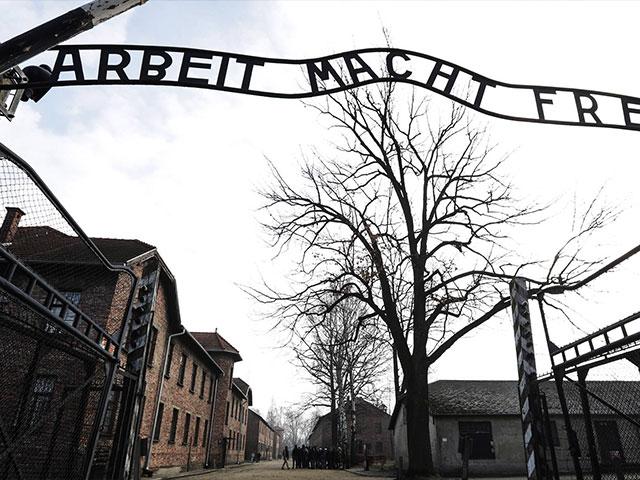  In this Friday, Feb. 15, 2019 file photo an entrance gate at the Nazi concentration camp Auschwitz-Birkenau is pictured in Oswiecim, Poland.