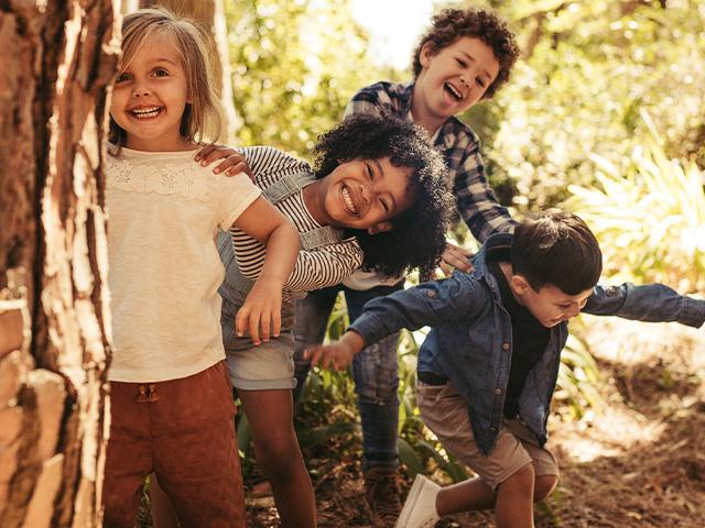 children playing hide and seek