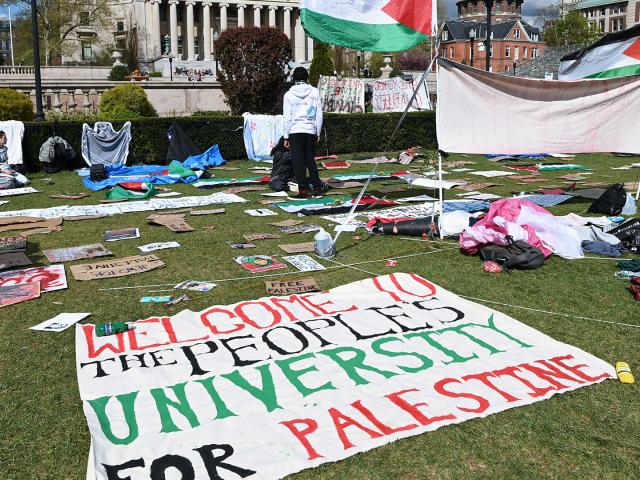 Columbia University students have taken over the campus to protest Israel and support Gaza. (Photo by: Andrea Renault/STAR MAX/IPx 4/20/24)