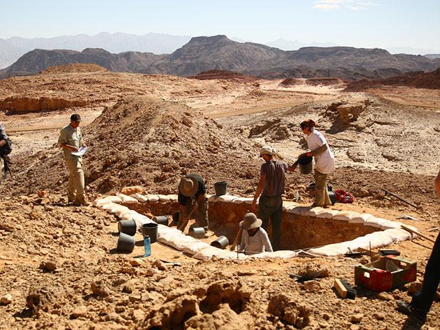 (Courtesy of E. Ben-Yosef and the Central Timna Valley Project): “Excavations of ancient copper mines as part of Tel Aviv University’s Central Timna Valley Project. Copper production technologies and the organization of the industry reflect the society re