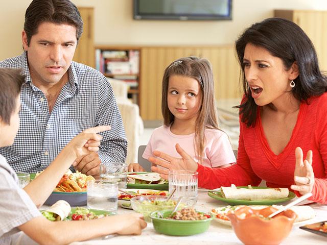 Family arguing at dinner