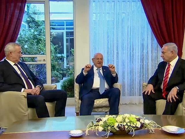 Benjamin Netanyahu, Reuven Rivlin, and Benny Gantz in the wake of Israel's inconclusive election