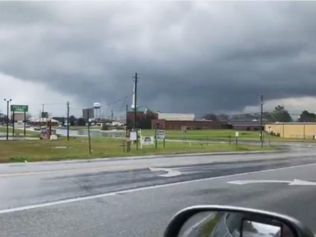 This photo provided by Greg Martin shows a funnel cloud in Byron, Ga., Sunday, March 3, 2019. (Greg Martin via AP)