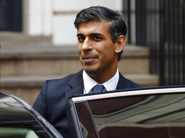 Rishi Sunak leaves the Conservative Campaign Headquarters in London, Monday, Oct. 24, 2022. (AP Photo/David Cliff)
