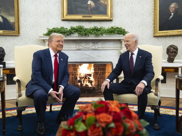 President Joe Biden meets with President-elect Donald Trump in the Oval Office of the White House, Wednesday, Nov. 13, 2024, in Washington. (AP Photo/Evan Vucci)