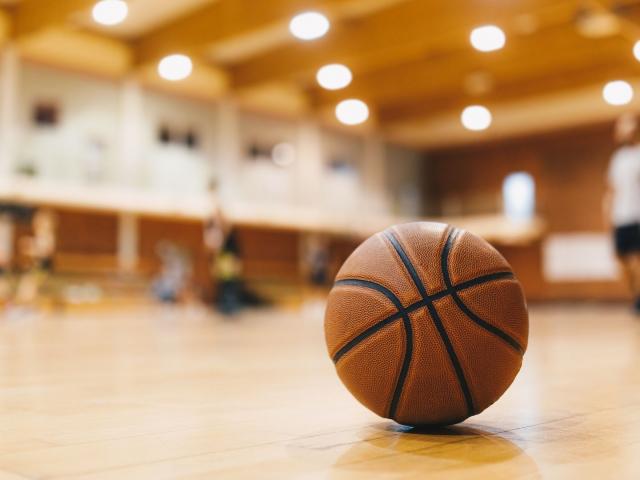 a basketball on the floor