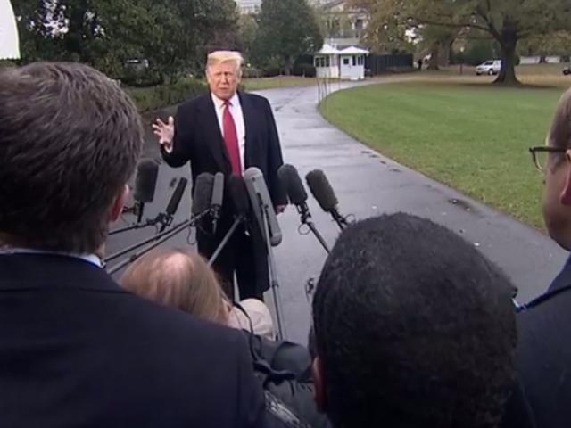 President Trump speaks with the media. 
