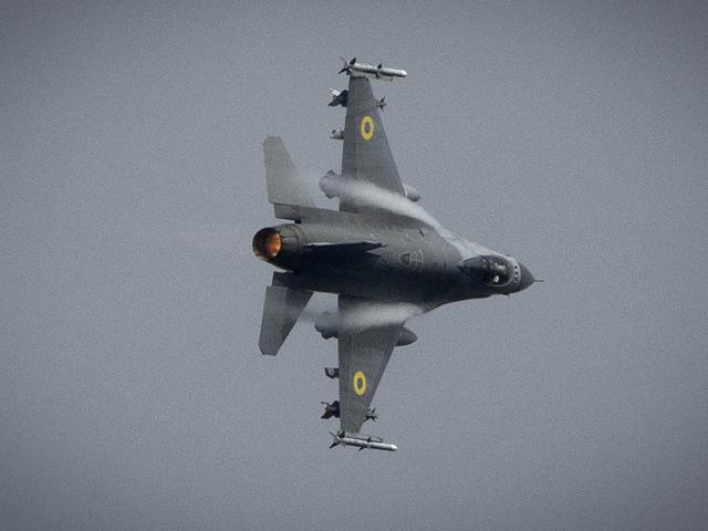 A Ukrainian Air Force F-16 fighter jet (AP Photo/Efrem Lukatsky)