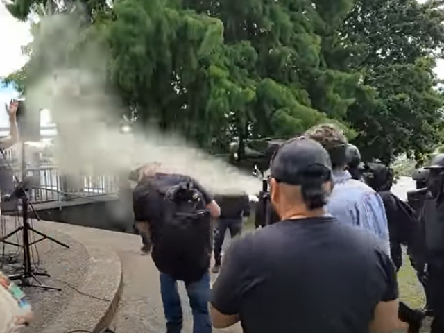 YouTube Screenshot: Mary Todd/Antifa spray mace at worshippers