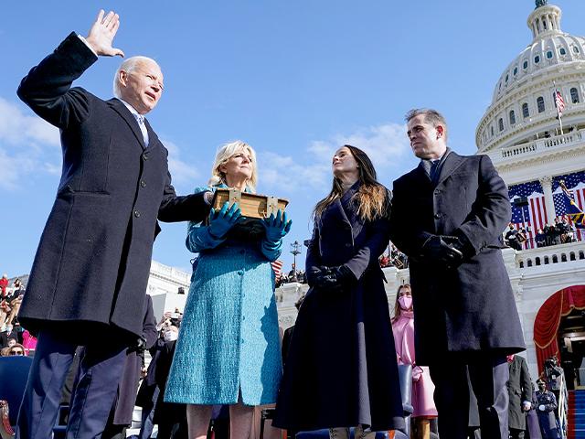 Joe Biden sworn in as 46th US president by Chief Justice John Roberts as Jill Biden holds the Bible during the Inauguration at the US Capitol Jan. 20, 2021, as their children Ashley and Hunter watch.(AP Photo/Andrew Harnik, Pool)