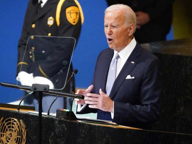 President Joe Biden addresses the 77th session of the United Nations General Assembly on Wednesday, Sept. 21, 2022, at the U.N. headquarters.(AP Photo/Evan Vucci)