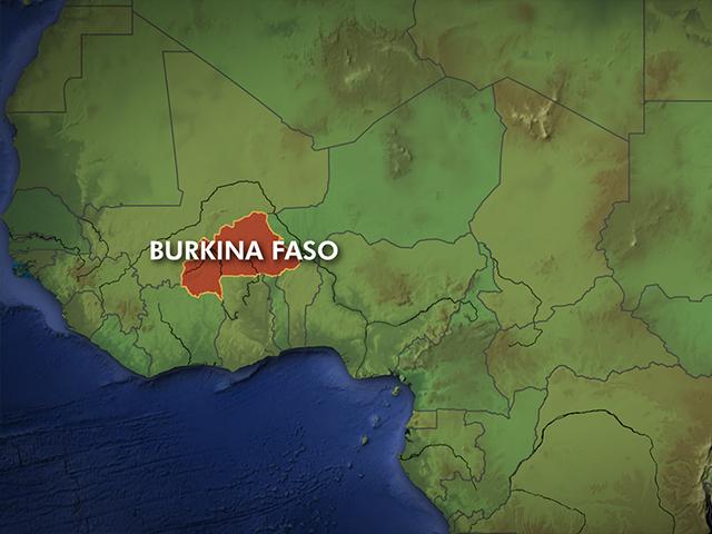 Map showing location of Burkina Faso. 