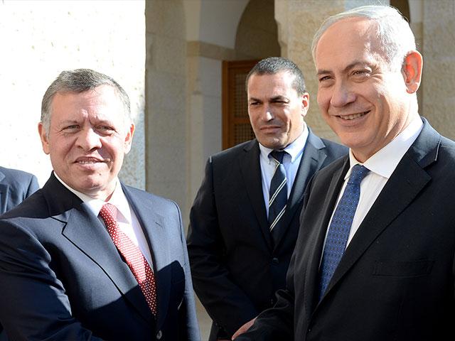 Jordanian King Abdullah II Greets Israeli Prime Minister Benjamin Netanyahu in Amman, Photo, Kobi Gideon, GPO archive
