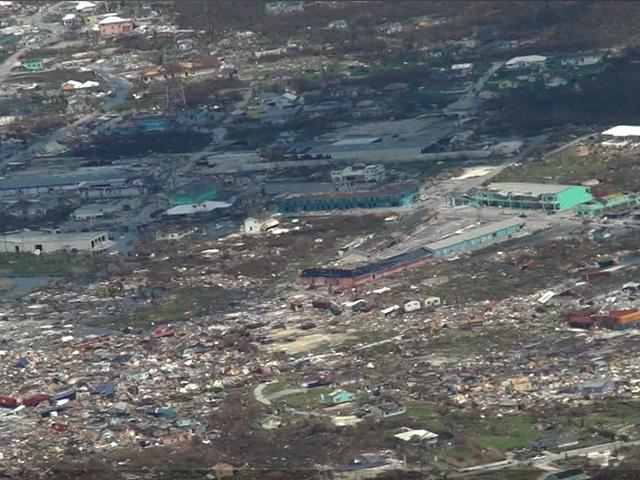 Aeriel footage of Hurricane Dorian&#039;s destruction in the Bahamas (Image: CBN News)