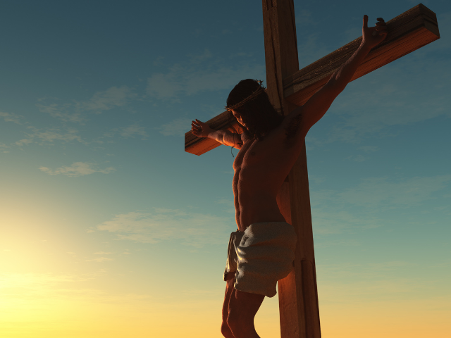 representation of the cross with Jesus crucified
