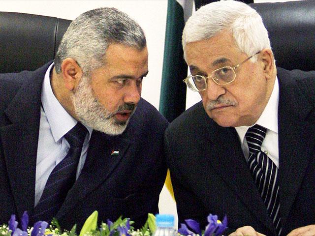 Ismail Haniyeh and Mahmoud Abbas, Photo, AP archive