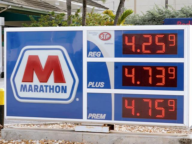 Gasoline prices are still spiking. This is a Marathon station in Miami Beach, Fla. (AP Photo/Marta Lavandier)