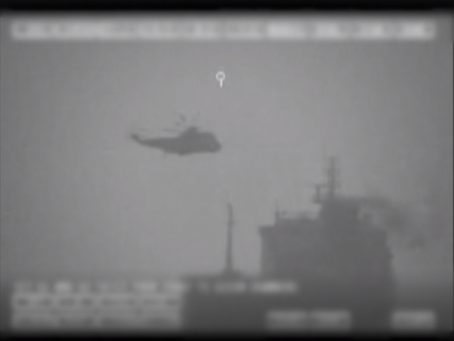 AP:  Surveillance footage of Iranian navy commandos fast-roping onto the MV Wila