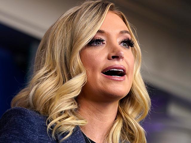 White House press secretary Kayleigh McEnany speaks during a press briefing at the White House, May 12, 2020, in Washington. (AP Photo/Evan Vucci)