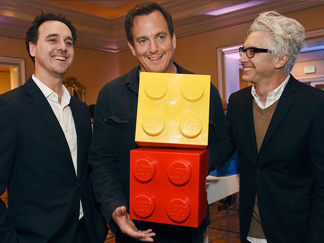 Will Arnett, center, host of the Fox television series "Lego Masters," poses with executive producer/showrunner Andrew Dominici, right, and Fox president of alternative programming Rob Wade (AP Photo/Chris Pizzello)
