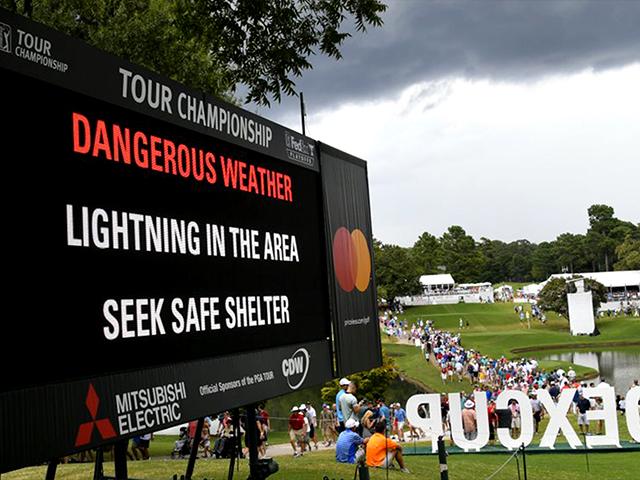 Six spectators at the PGA Tour Championship injured by lightning strike Saturday.