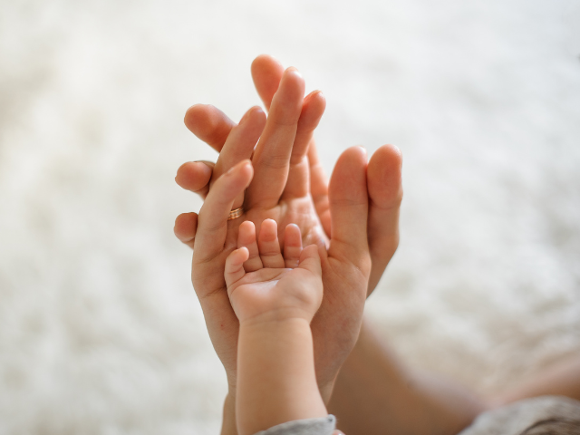 Mom, Dad, and baby hands 