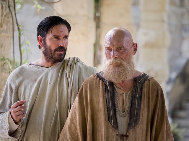 Jim Caviezel and James Faulkner in Paul Apostle of Christ movie