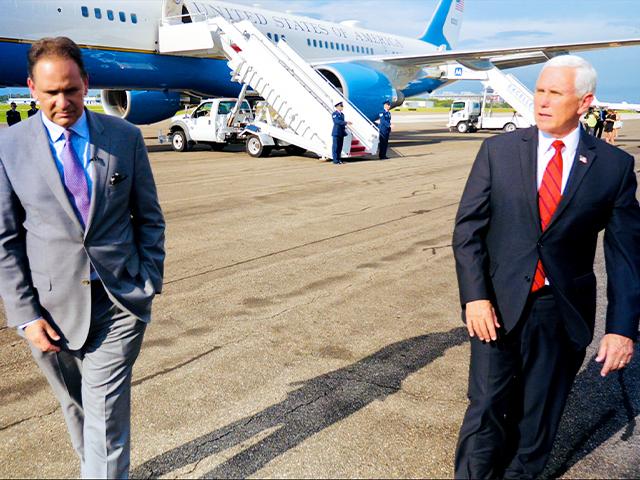 Vice President Mike Pence with CBN News Chief Political Analyst David Brody (Photo: CBN News)