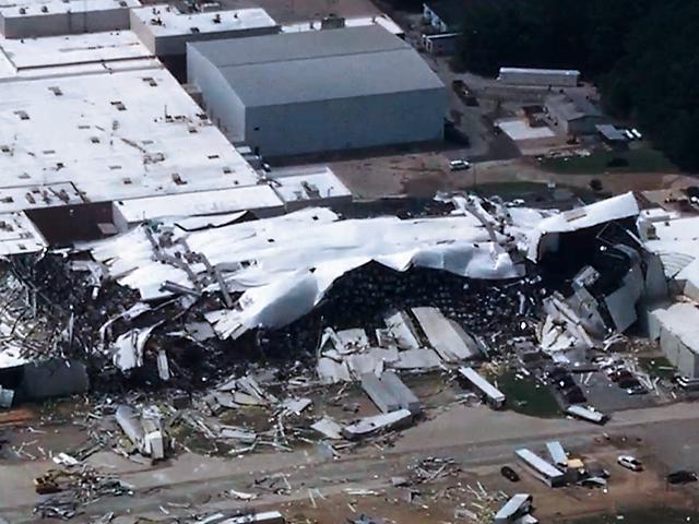A Pfizer factory in NC was badly damaged by a tornado.
