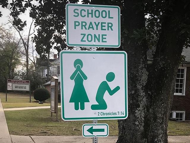 School Prayer Zone sign