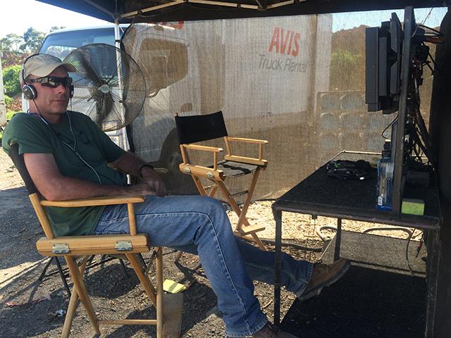 Producer Terry Benedict on the set of Hacksaw Ridge