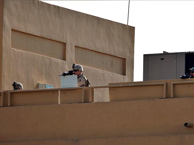 US troops guard US embassy in Baghdad (AP Photo)