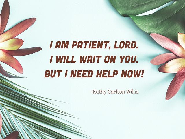 I AM patient, Lord. I WILL wait on you. But I need help NOW!