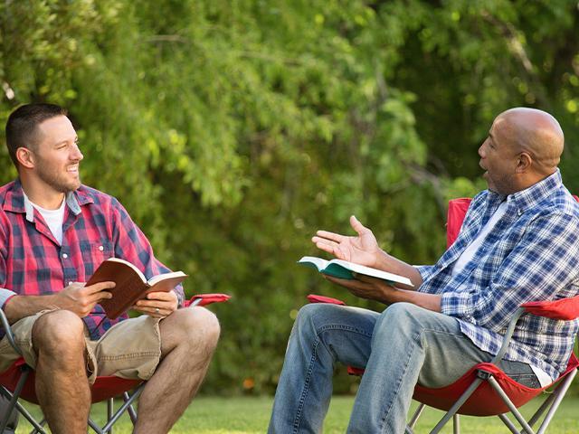 men talking about the Bible
