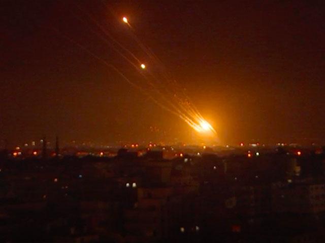Rockets headed toward Israel from Gaza (Screenshot via AP)