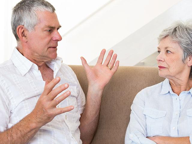 Senior couple talking