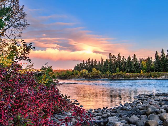 sunrise over an inlet 