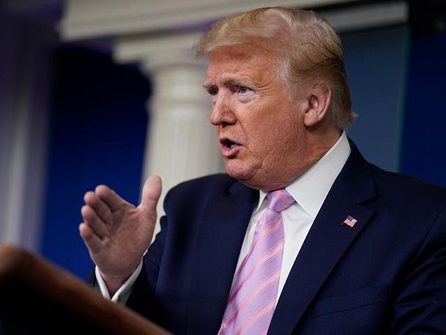 President Donald Trump speaks during a coronavirus task force briefing at the White House, April 10, 2020, in Washington. (AP Photo/Evan Vucci)