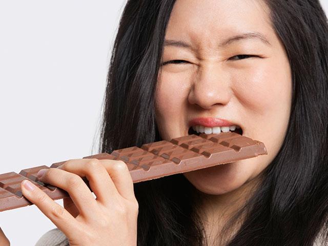 woman chocolate bar