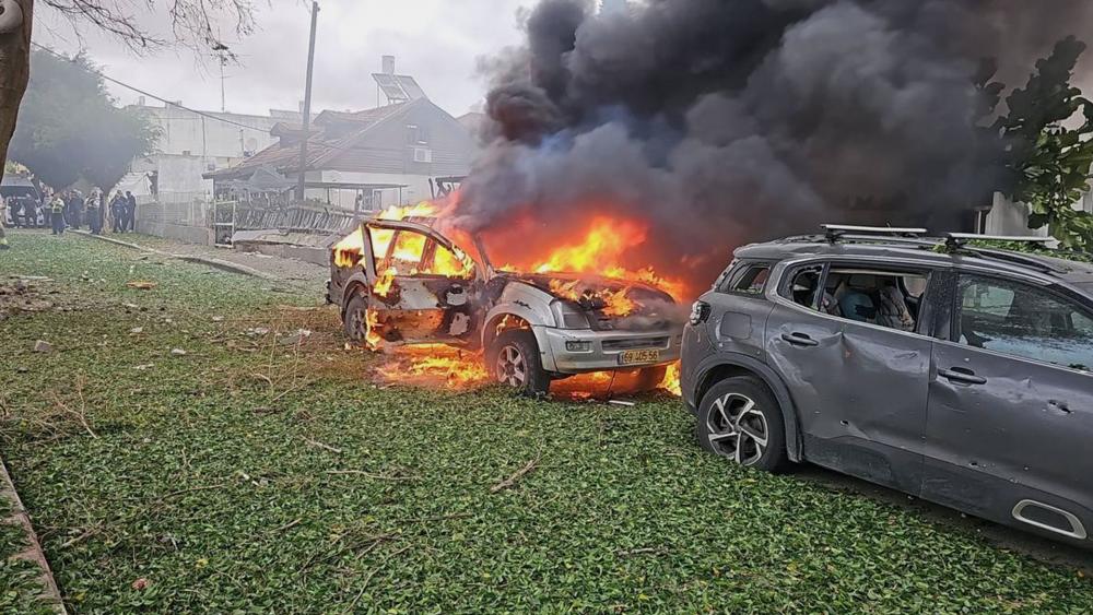 Damage caused by rockets fired from Lebanon into central Israel on Nov. 24, 2024.