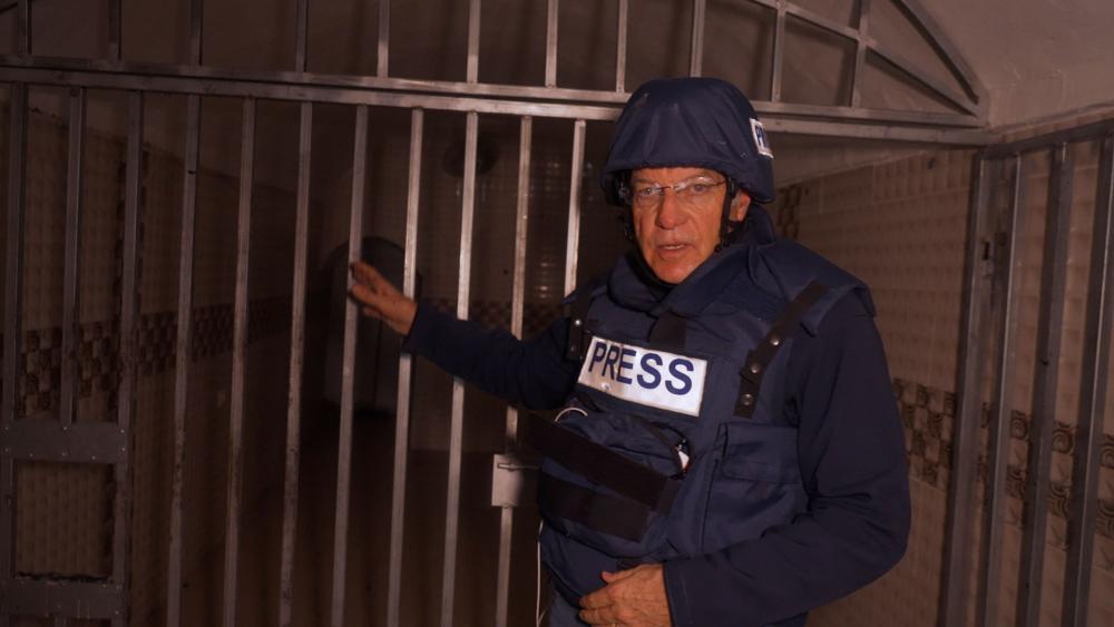 CBN&#039;s Chris Mitchell in tunnel build by Hamas and used to hold Israeli hostages. Photo Credit: CBN News.