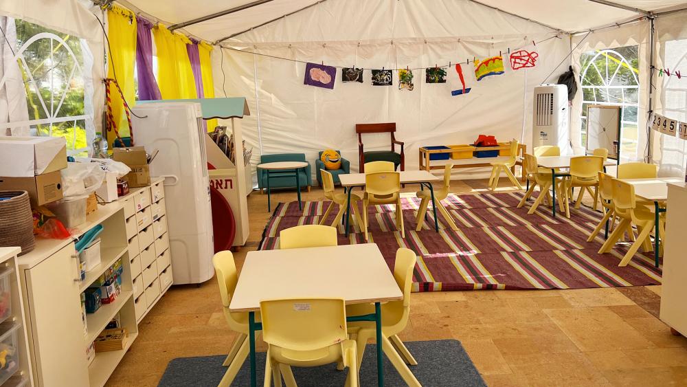 A kindergarten in a hotel at the Dead Sea for children of Kibbutz Be’eri, Photo Credit: CBN News.