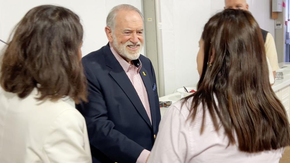 U.S. Ambassador to Israel Mike Huckabee speaks with CBN News at an event in Judea and Samaria on August 4, 2025. Photo Credit: CBN News.