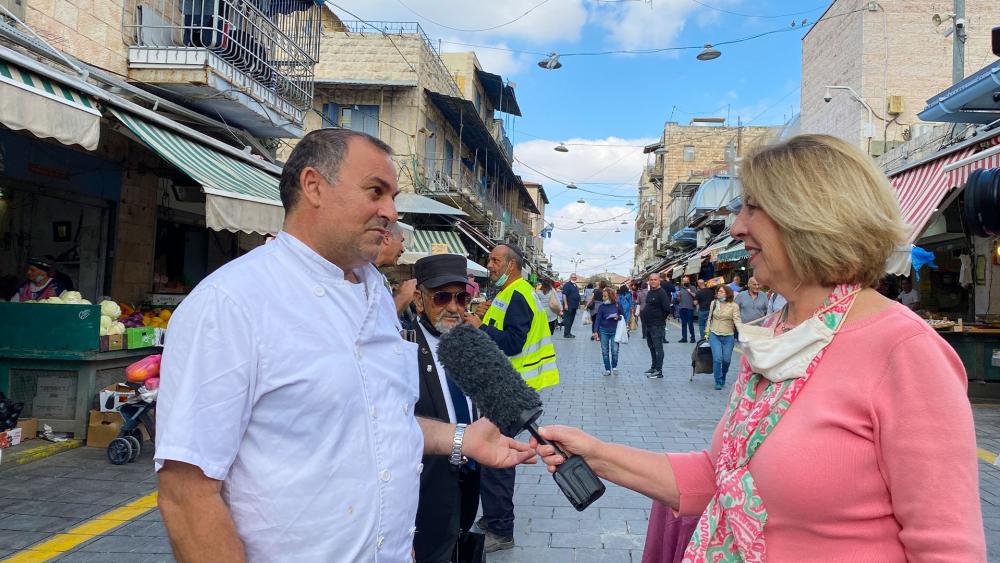 CBN News Interviews Israelis at the Mahane Yehuda Market, Photo Credit: CBN News