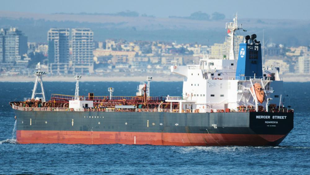 This Jan. 2, 2016 photo shows the Liberian-flagged oil tanker Mercer Street off Cape Town, South Africa. The oil tanker linked to an Israeli billionaire reportedly came under attack off the coast of Oman in the Arabian Sea, authorities said Friday, July 3