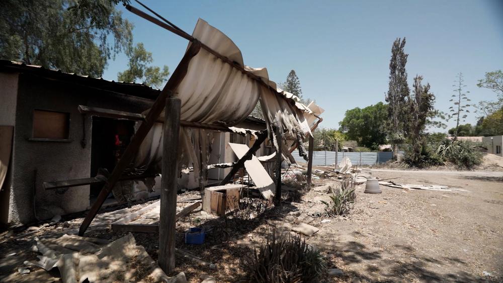 House in Kibbutz Nirim that was burned by Hamas on October 7, 2023. Photo Credit: CBN News.