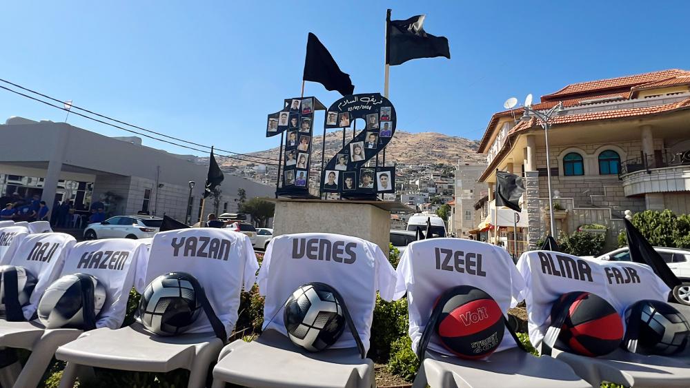 Memorial to the 12 children killed by Hezbollah&#039;s rocket while playing soccer in Majdal Shams, Israel. Photo Credit: CBN News.